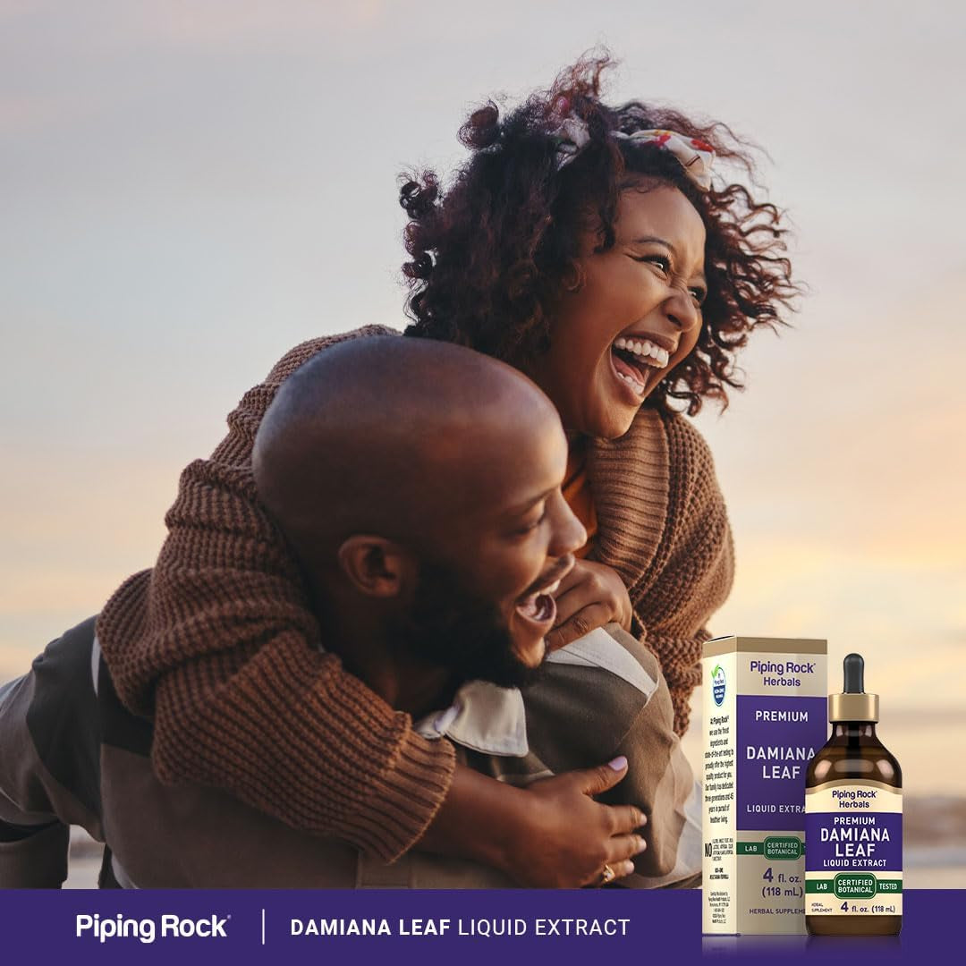 Piping Rock Damiana Leaf Herb Tincture | 4 Fl Oz | Liquid Extract Drops | Vegetarian & Alcohol Free | Non GMO, Gluten Free Supplement
