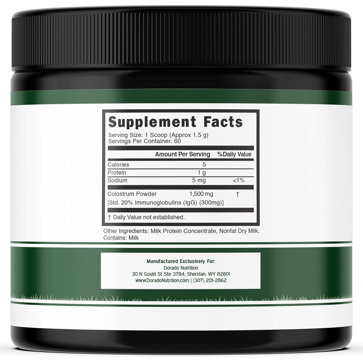 Colostrum Supplement Powder 90G (60 Servings of 1.5G Pure Bovine Colostrum Std. to Contain 20% Igg Immunoglobulins) Grass Fed Powder - No Fillers, Third Party Tested, Unflavored & Non-Gmo