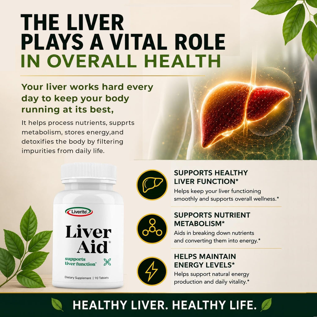 LIVERITE Liver Aid 2-Pack 120 Tablets (Total 240Ct) Supports Healthy Liver Function, Cleansing, Energy & Daily Wellness
