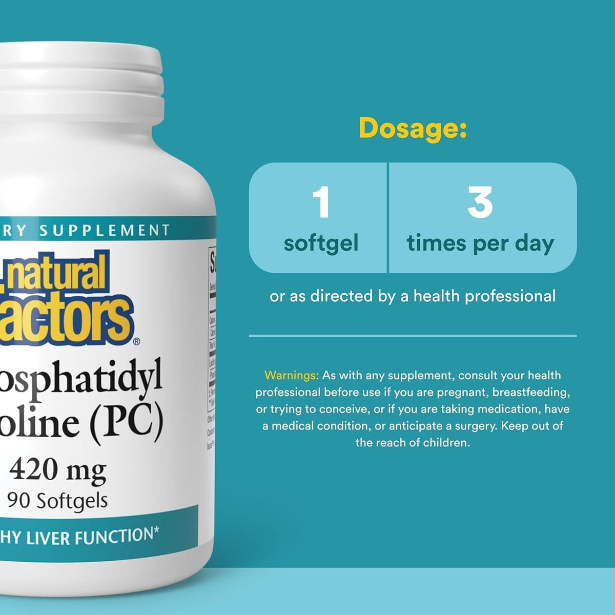 Natural Factors - Phosphatidyl Choline (PC) 420Mg, Supports Healthy Liver Function, 90 Soft Gels