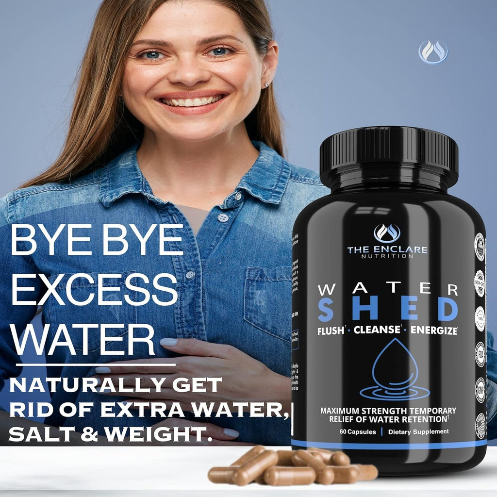 Water Pills Diuretic Water Retention - Liver Detox, Kidney Cleanse, Weight, Swelling Legs & Feet, Edema, Bloating Relief, Fluid Balance - Dandelion Vitamin B6 Green Tea Watershed Max Strength 60Ct (1)