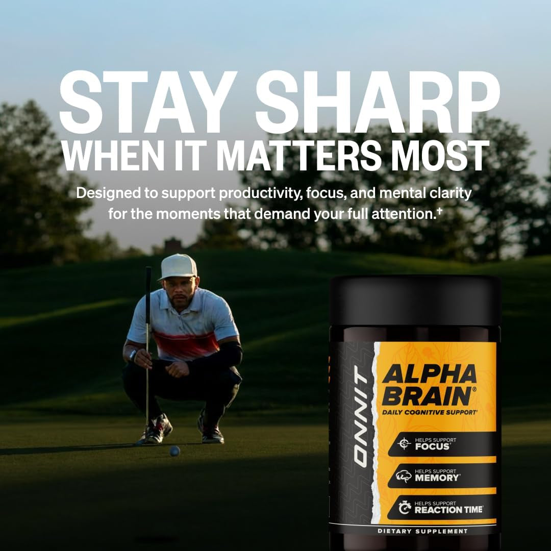 ONNIT Alpha Brain Nootropic Brain Supplement for Focus, Memory, Mental Clarity, Cognitive Support with L-Theanine and Vitamin B6, 30 Count Capsules