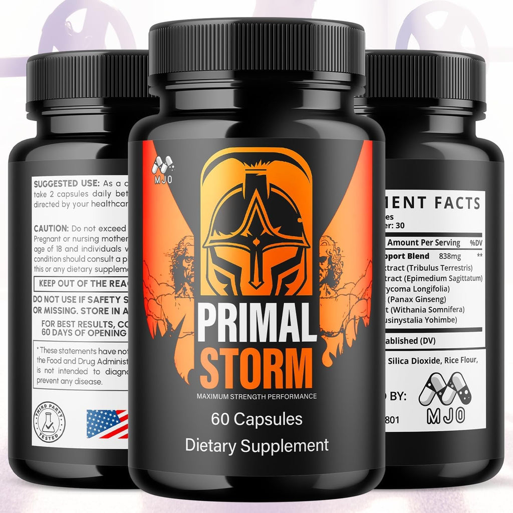 Primal Storm Capsules, Official Primal Storm Supplement for Men with All Natural Ingredients, Advanced Primalstorm Health and Wellness Pills Maximum Strength Formula Vitamin Supplement (60 Capsules)