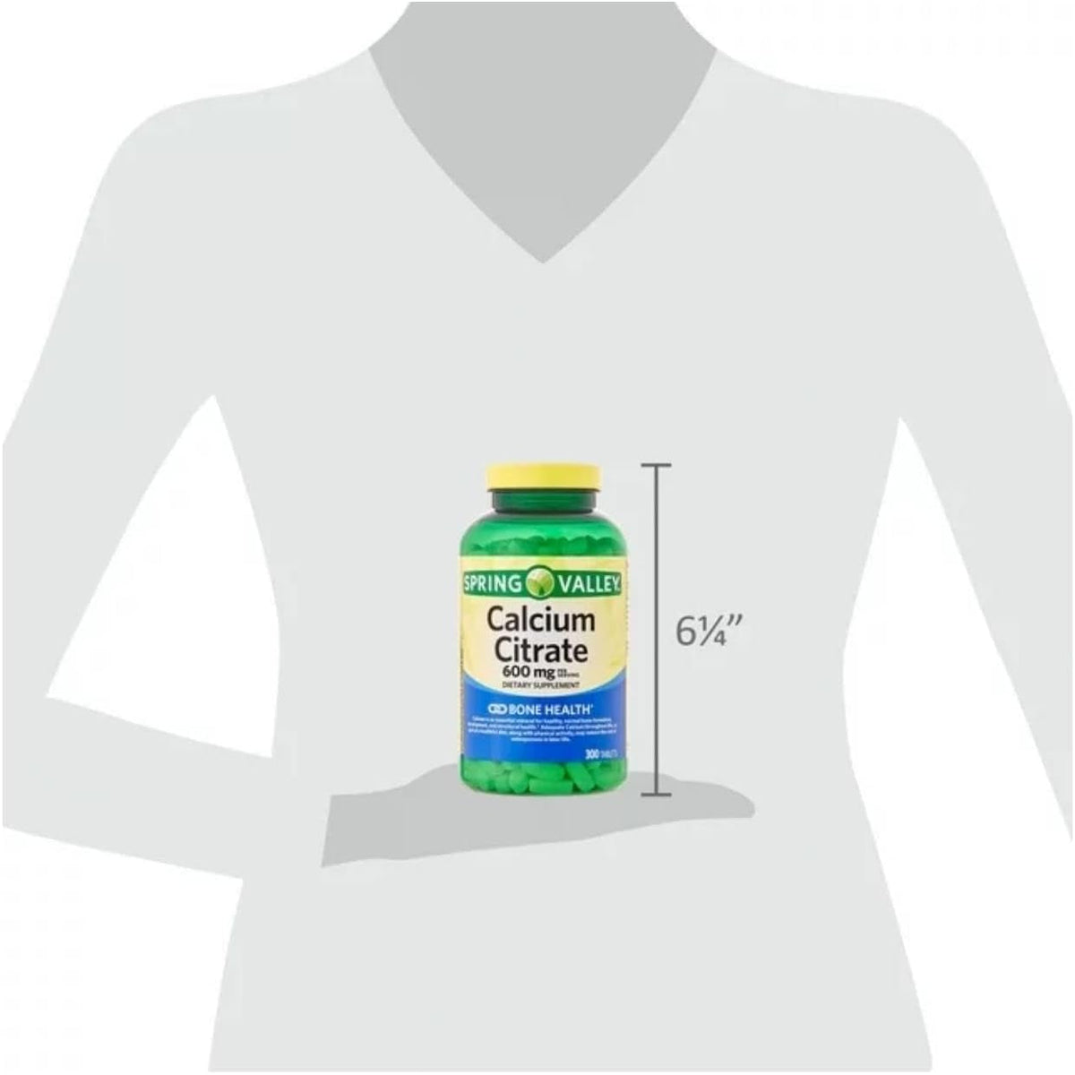 Spring Valley Calcium Citrate 600 Mg, 300 Tablets - Bone & Joint Health + STS Sticker.