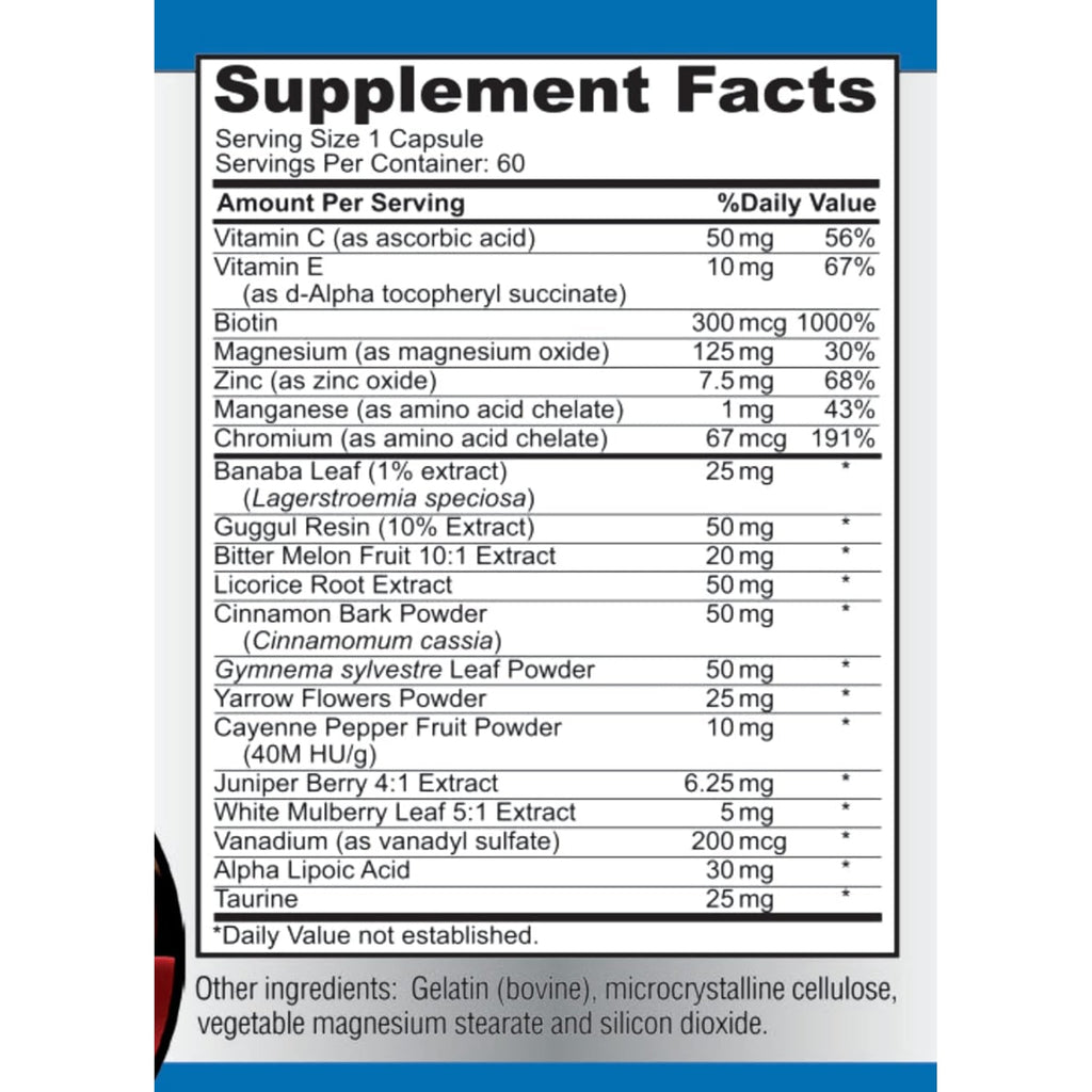 YUMMYVITE Sugar Support Supplement with Cinnamon, Chromium, Mulberry, Alpha Lipoic Acid - 20 Herbs & Vitamins - Non-Gmo, 60 Capsules