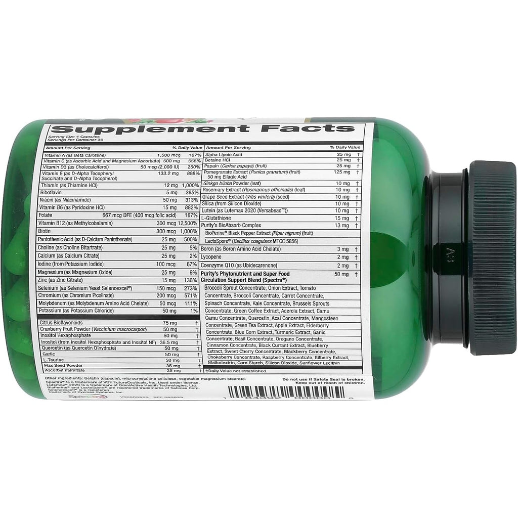 Purity Products Perfect Multi - Multivitamin Packed with Vitamins, Minerals and Phytonutrients - 60 Breakthrough Nutrients - Support for Healthy Immunity, Normal Energy Levels - 120 Capsules (1)