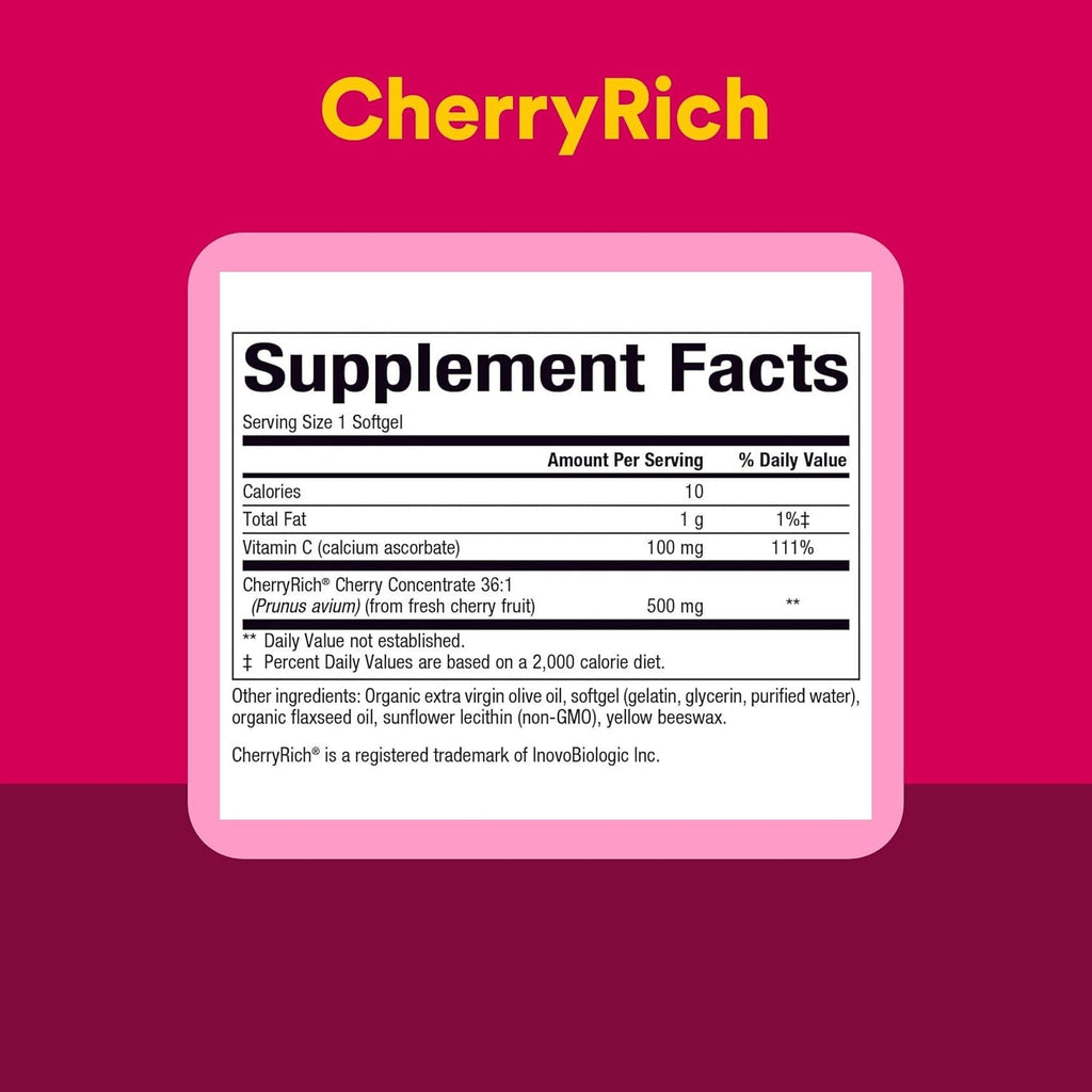Cherryrich by Natural Factors, Super Strength Cherry Concentrate, Antioxidant Support for Healthy Joints and Uric Acid Metabolism, 90 Softgels (90 Servings)