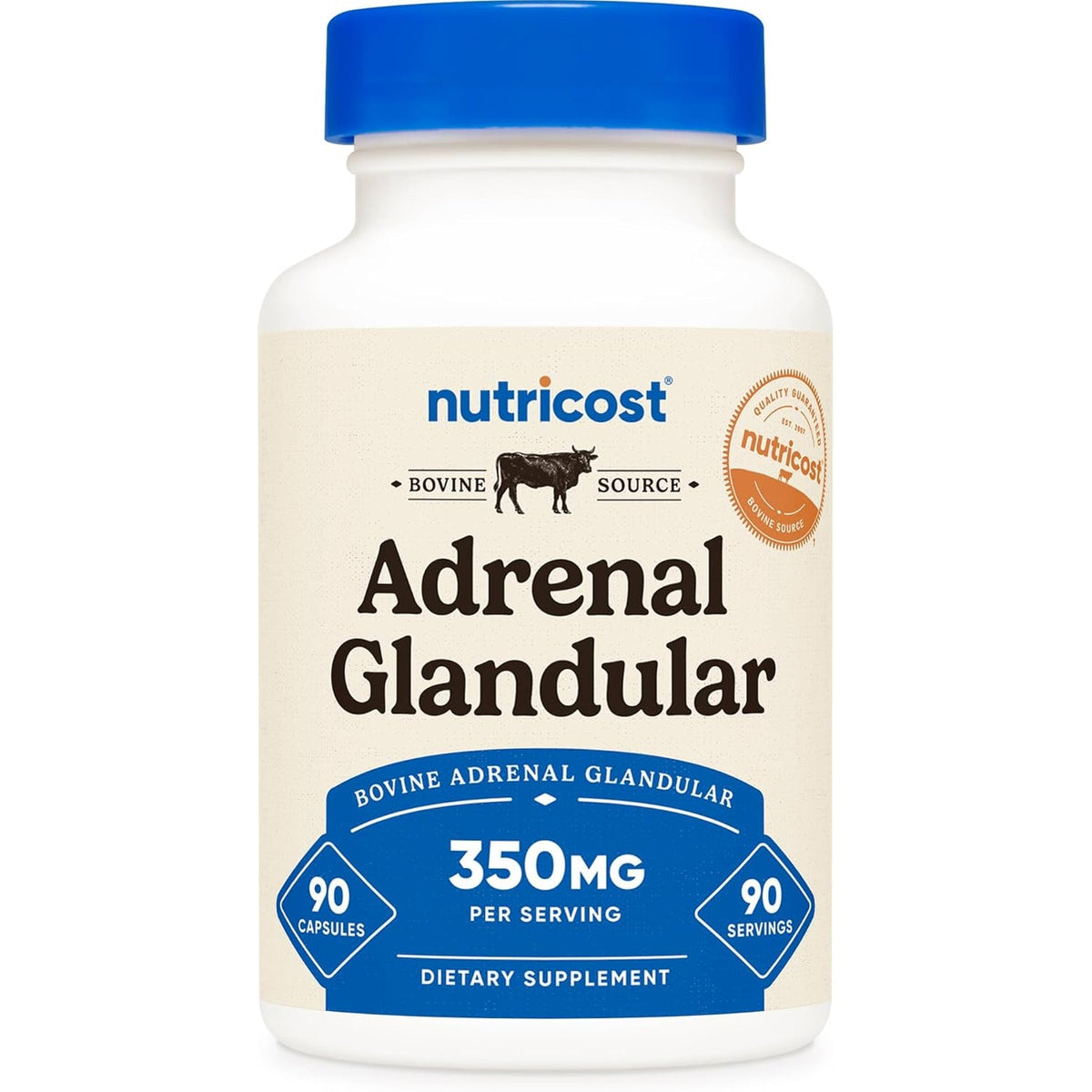 Nutricost Adrenal Glandular (350Mg) 90 Capsules - Bovine Adrenal Cortex Supplement, Gmo-Free, Gluten-Free