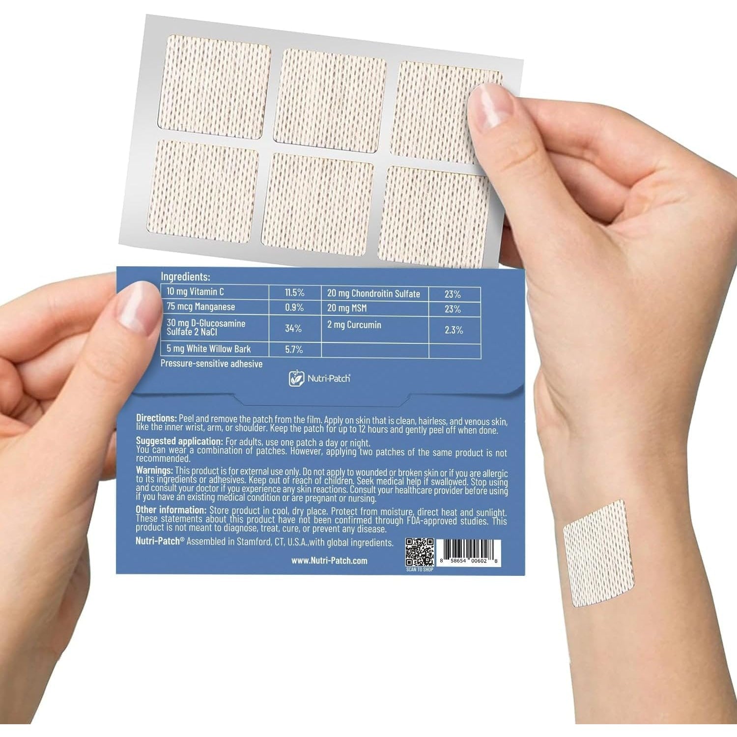NUTRI-PATCH Inflam Topical Skin Patch | Infused with Turmeric, MSM, White Willow Bark and Vitamin C, 30 Count