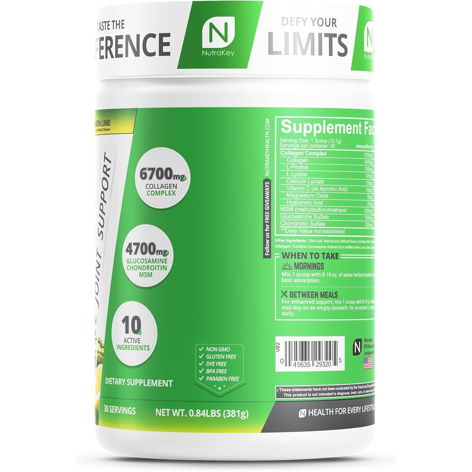 Nutrakey Innoflex Glucosamine with Chondroitin, Msm, Hyaluronic Acid and Collagen, 1500Mg