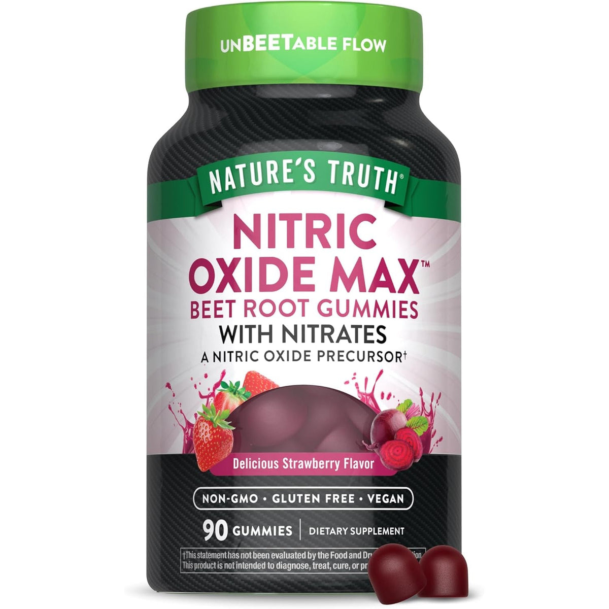 Nature'S Truth Nitric Oxide Beet Root Gummies | 90 Count | with Nitrates | for Men and Women | Vegan, Non-Gmo & Gluten Free Supplement