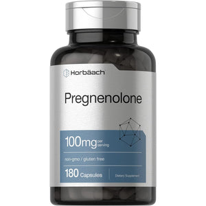 Horbäach Pregnenolone Supplement 100Mg | 180 Capsules | Non-Gmo and Gluten Free