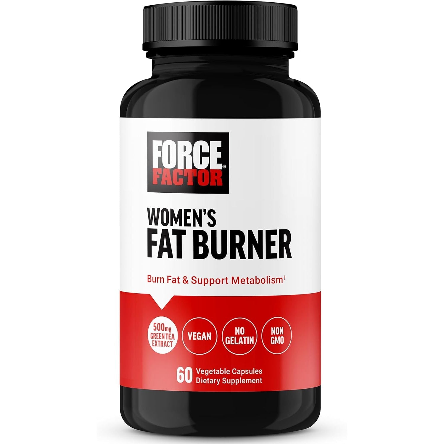 Force Factor Women’S Fat Burner, Metabolism Booster, and Weight-Loss Supplement Support, Green Tea Fat Burner Weight-Loss Pills to Help with Energy, Diet, and Exercise, Vegan, Non-Gmo, 60 Capsules