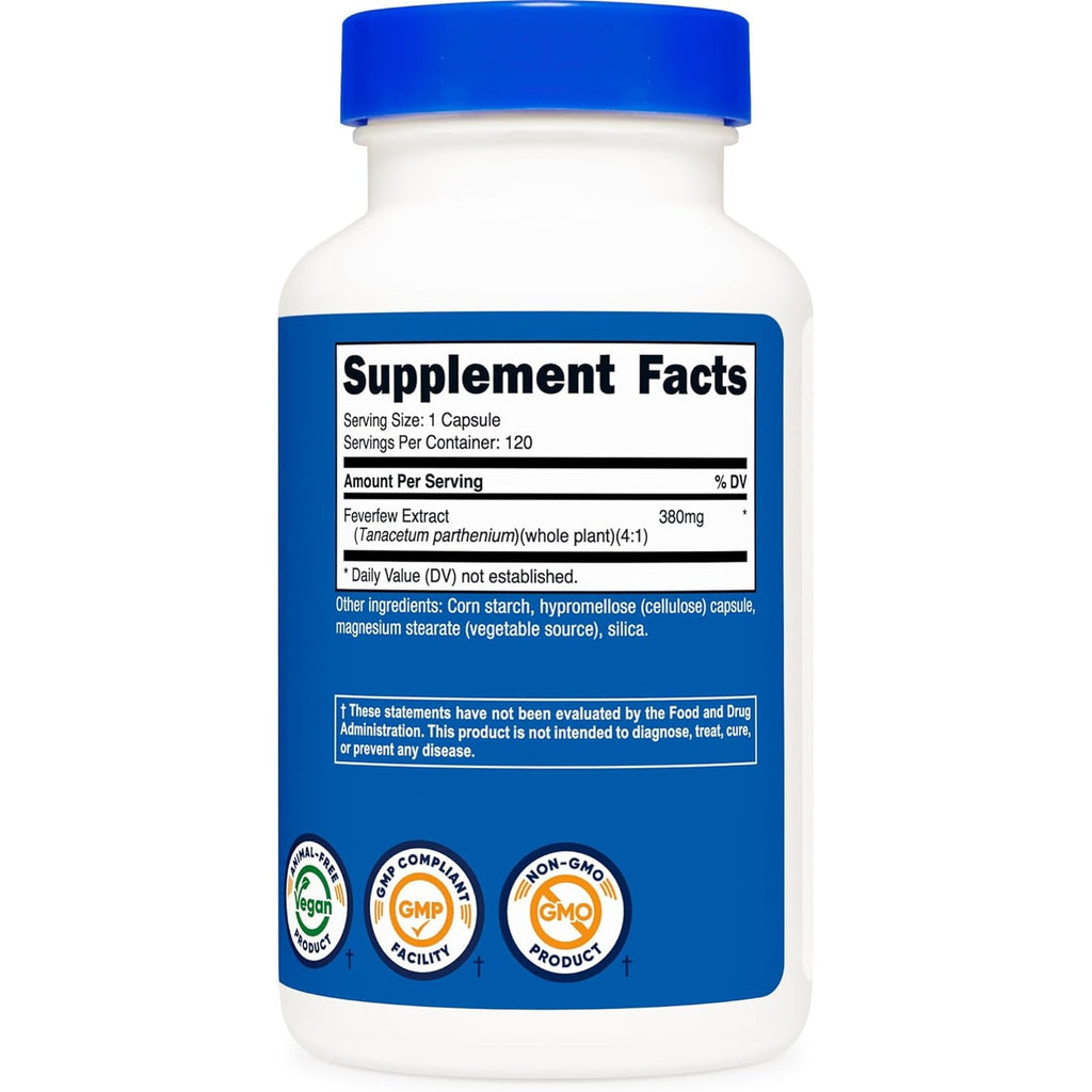 Nutricost Feverfew Capsules 380Mg, 120 Capsules, Vegetarian Friendly, Non-Gmo & Gluten Free