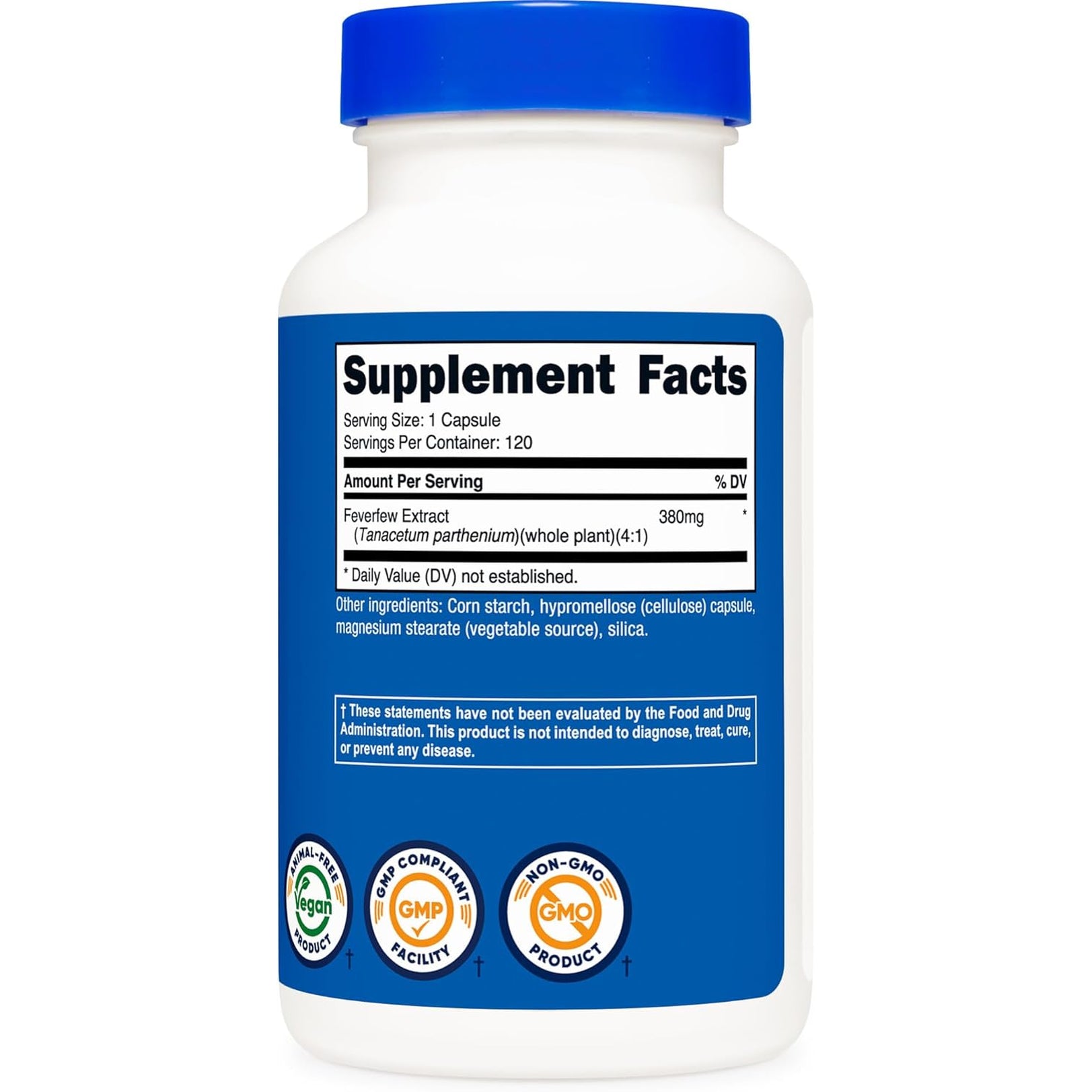 Nutricost Feverfew Capsules 380Mg, 120 Capsules, Vegetarian Friendly, Non-Gmo & Gluten Free