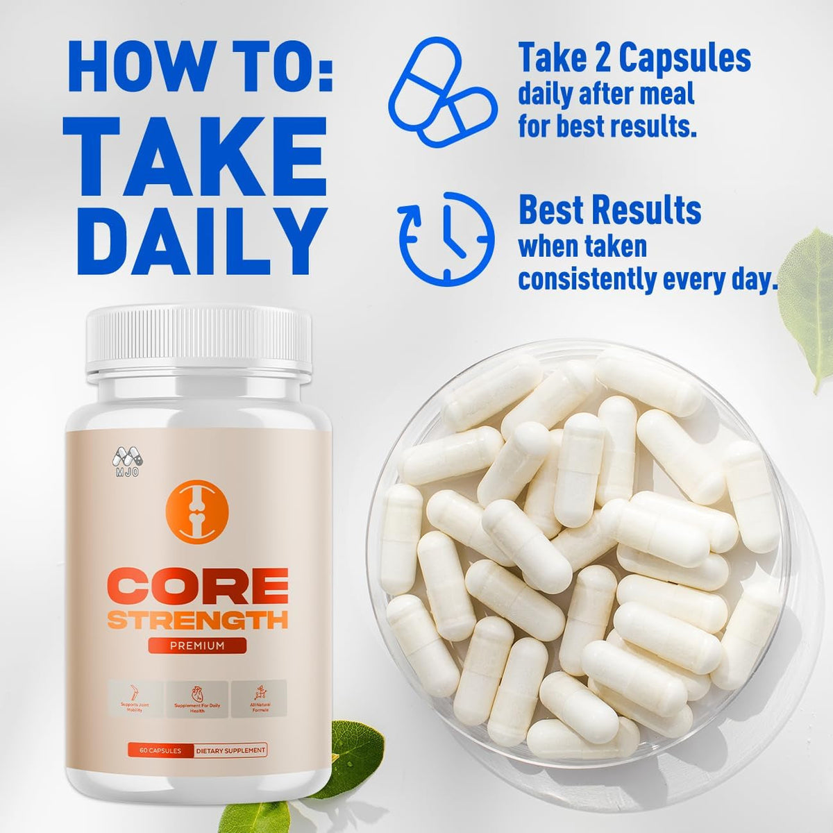Core Strength Supplement for Joint Support, Official Core Strength Joint Pills with All Natural Ingredients, Advanced Overall Health and Wellness Support with Max Strength Multivitamins (60 Capsules)