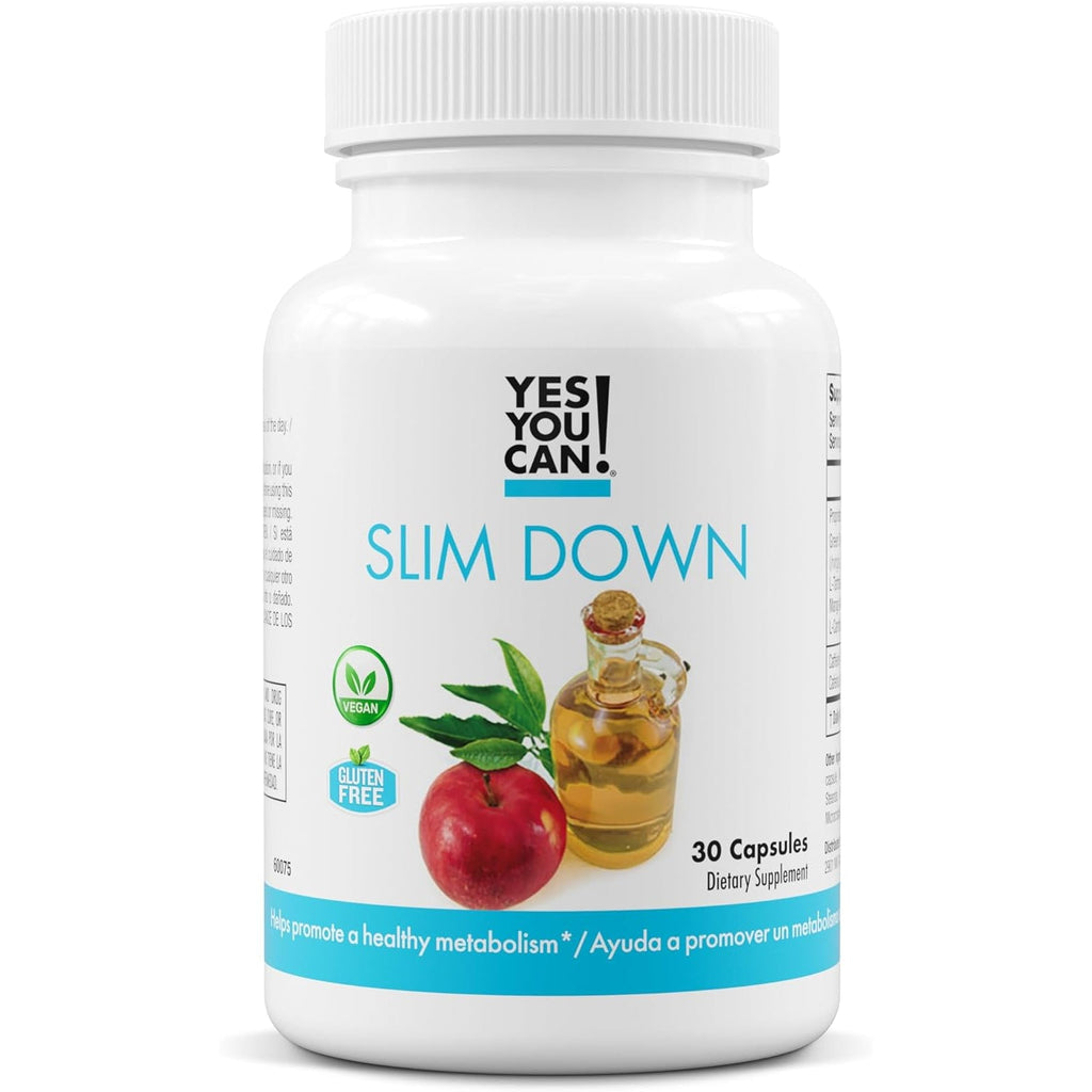 Yes You Can! Slim down Dietary Supplements - with African Mango, L-Carnitine, Apple Cider Vinegar, Green Tea Extract, and Caffeine Derived from Guarana Seed Extract, 30 Capsules/1 Month Supply