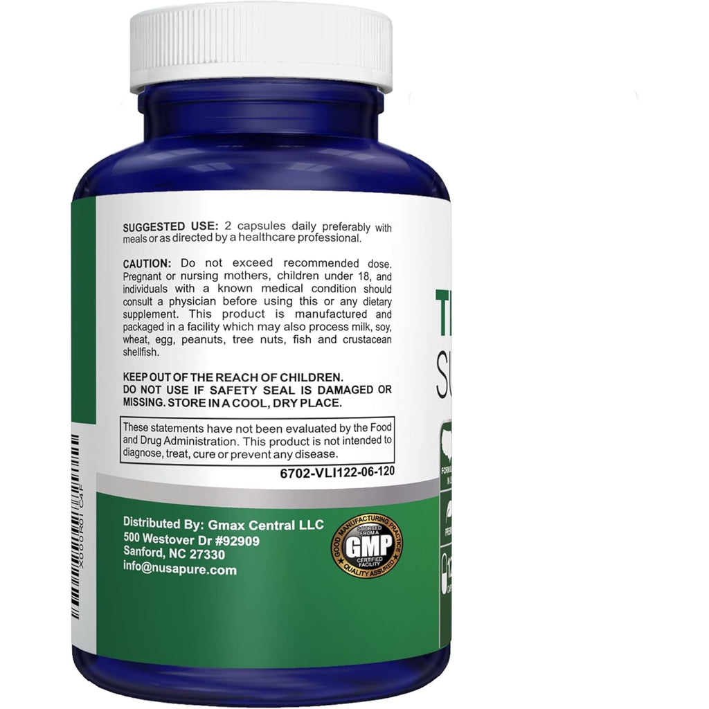 Nusapure Thyroid Support Supplement (Non-Gmo) 120 Caps, Ashwaganda, Iodine, Zinc, Kelp, Vitamin B12, L-Tyrosine, Selenium, Copper