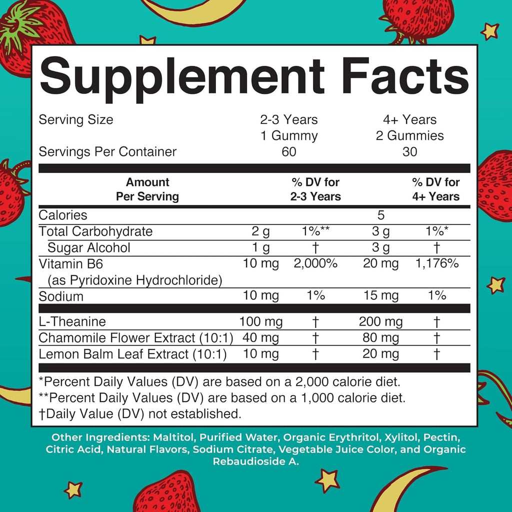 MARYRUTH'S Kids Nighttime Gummies | Sugar Free | NO Melatonin with L Theanine, Lemon Balm, Chamomile, Vitamin B6 | Relaxation Support for Kids 2+ | Vegan | Non-Gmo | Gluten Free | 60 Count