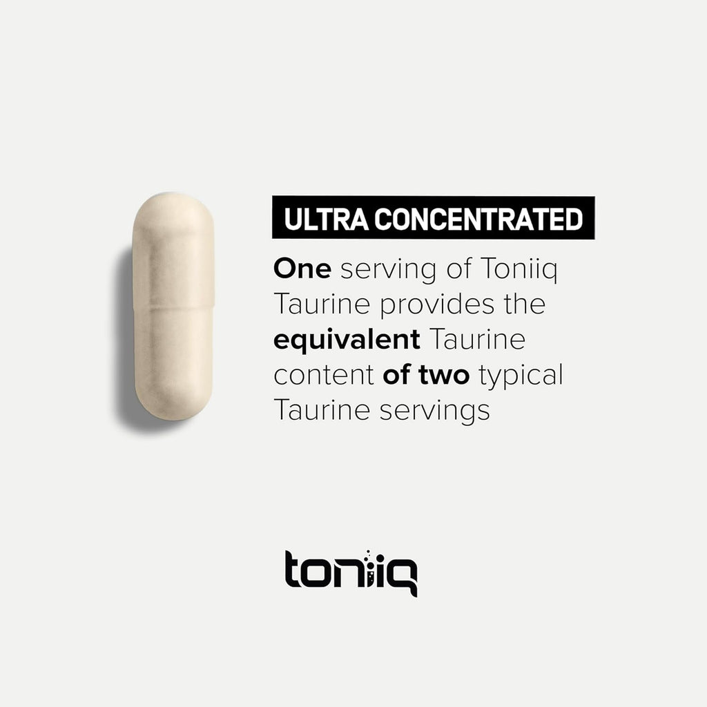 Toniiq 2000Mg Taurine Supplement - High Purity Taurine Powder Capsules, 98%+ Pure, Third-Party Lab Tested - Potent, Non-Gmo, Gluten-Free, Effective Formula 45 Optimal Servings per Bottle