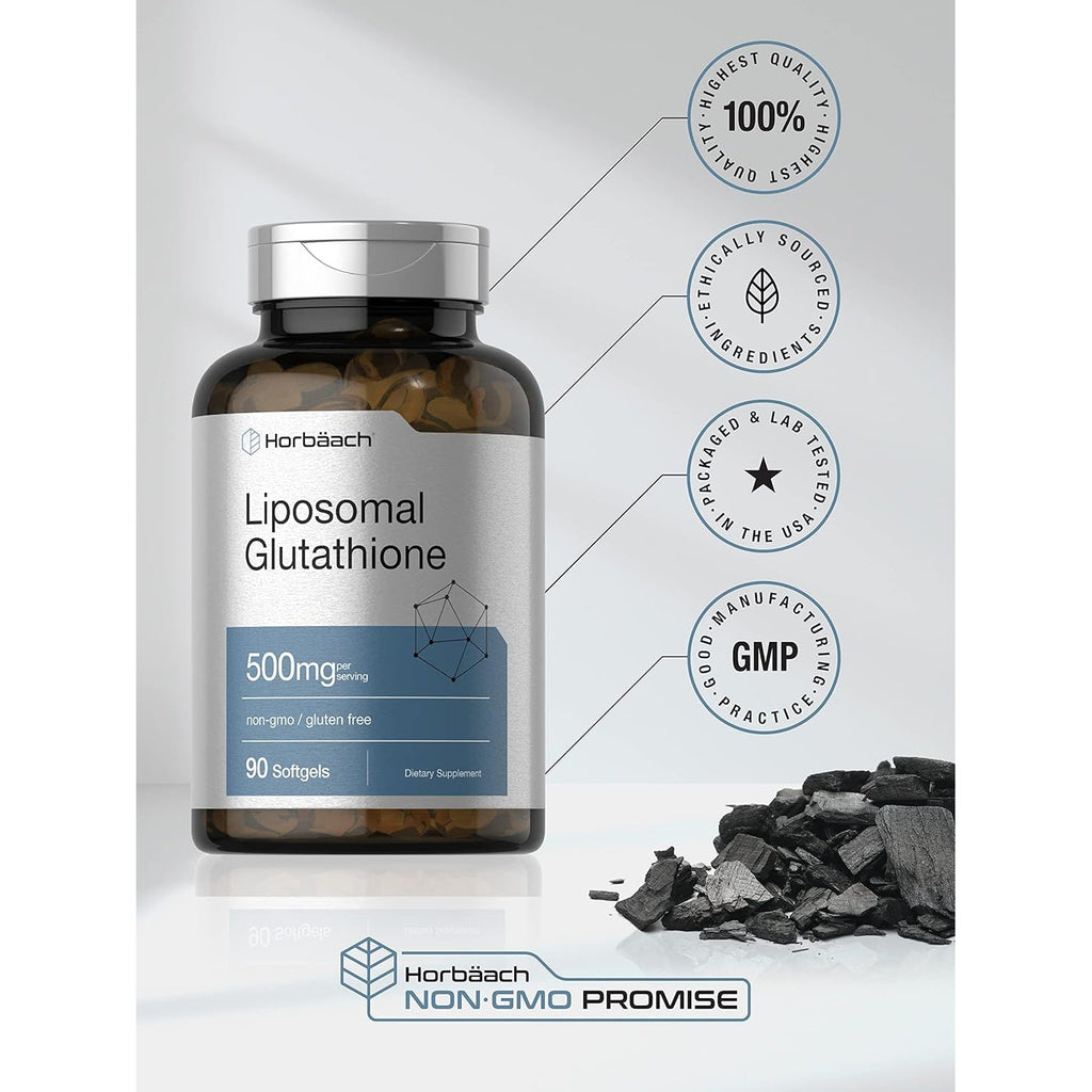 Horbäach Liposomal Glutathione 500Mg | 90 Softgels | Reduced Form | Non-Gmo & Gluten Free Supplement