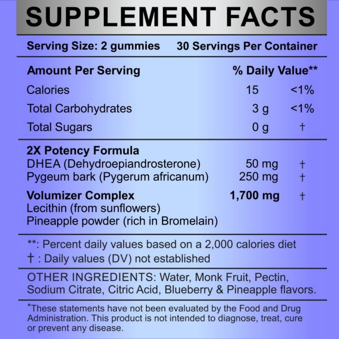 Semen Volume Booster Maximizer 2X Load - Male Fertility - Pineapple & Blueberry Sugar Free 60 Gummies