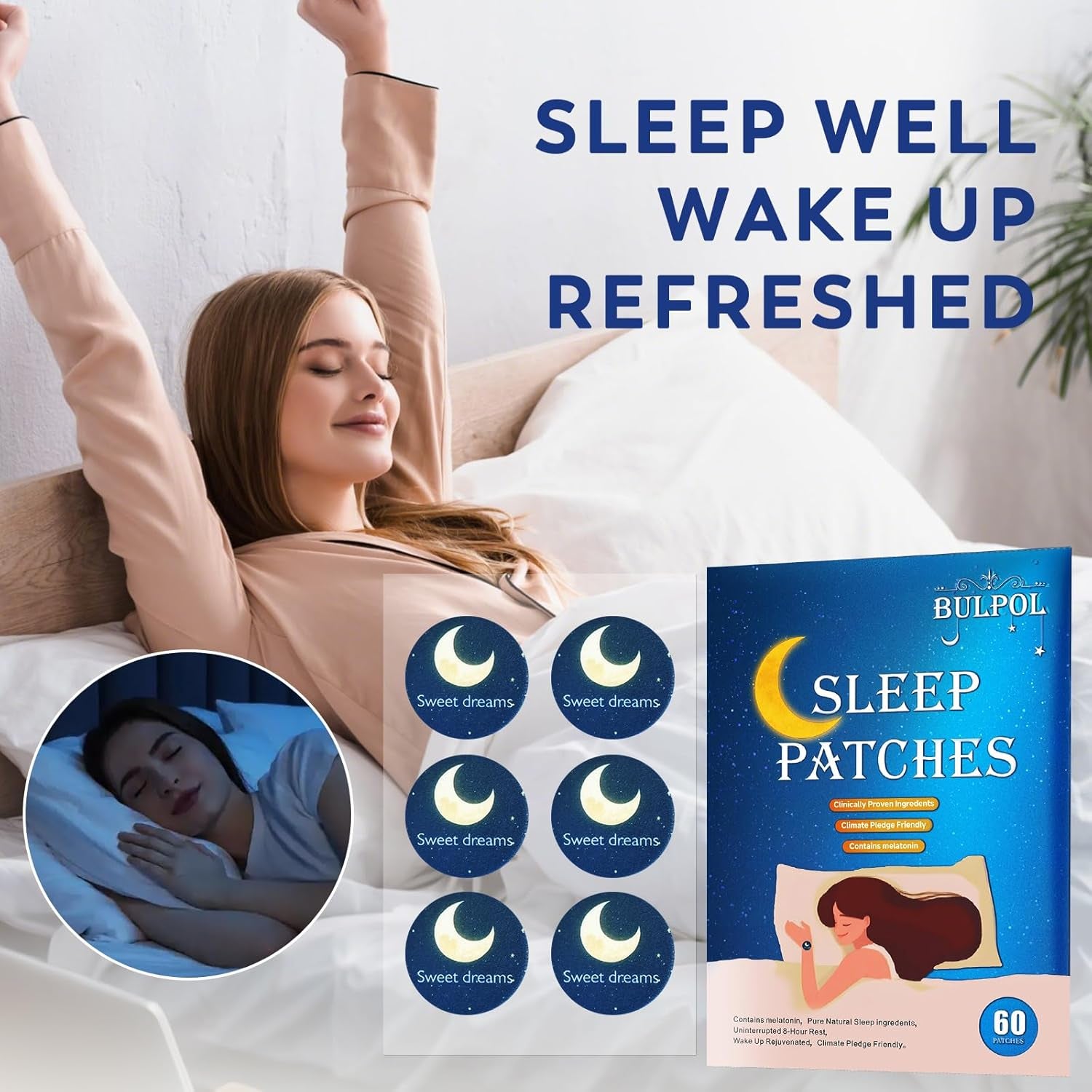 Sleep Patches for Adults, 60 Pack Upgraded Deep Sleep Patches, Formulated with All Natural Ingredients, Long-Lasting Night Comfort for Both Men and Women, Easy to Use All Night Long