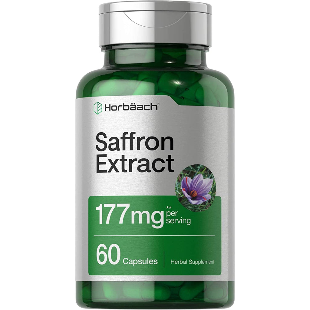 Horbäach Saffron Extract Capsules | 60 Pills | for Women and Men | Non-Gmo, Gluten Free Supplement