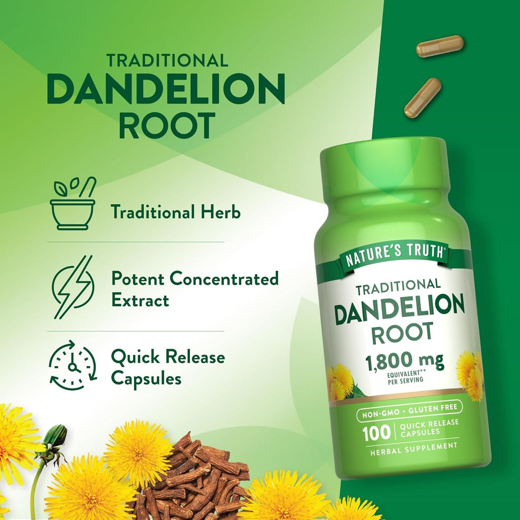 Nature'S Truth Dandelion Root Capsules | 100 Count | Non-Gmo & Gluten Free Supplement