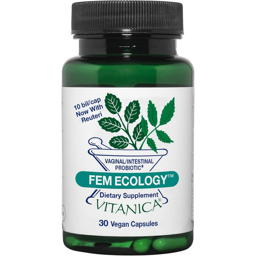 Vitanica Femecology, Vaginal and Intestinal Probiotic Support, Vegetarian, 30 Capsules