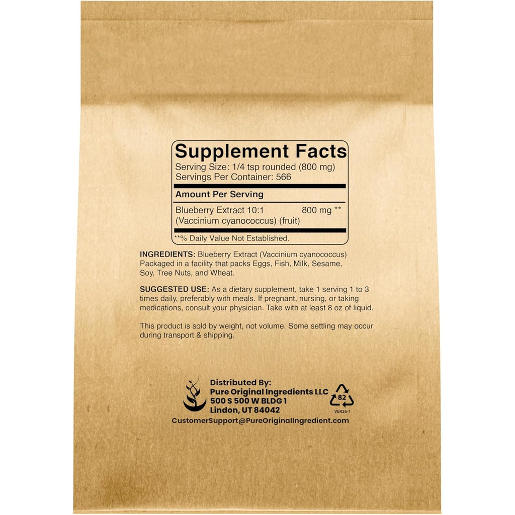 PURE ORIGINAL INGREDIENTS Blueberry Extract Powder (1 Lb) Pure Herbal Supplement Extract Powder