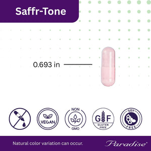 Paradise Herbs Saffr-Tone, Saffron Extract, Active Whole Spectrum Extract, Super Potent, Ultra Pure, Vegan, Non-Gmo, Gluten Free, 60 Vegetarian Capsules