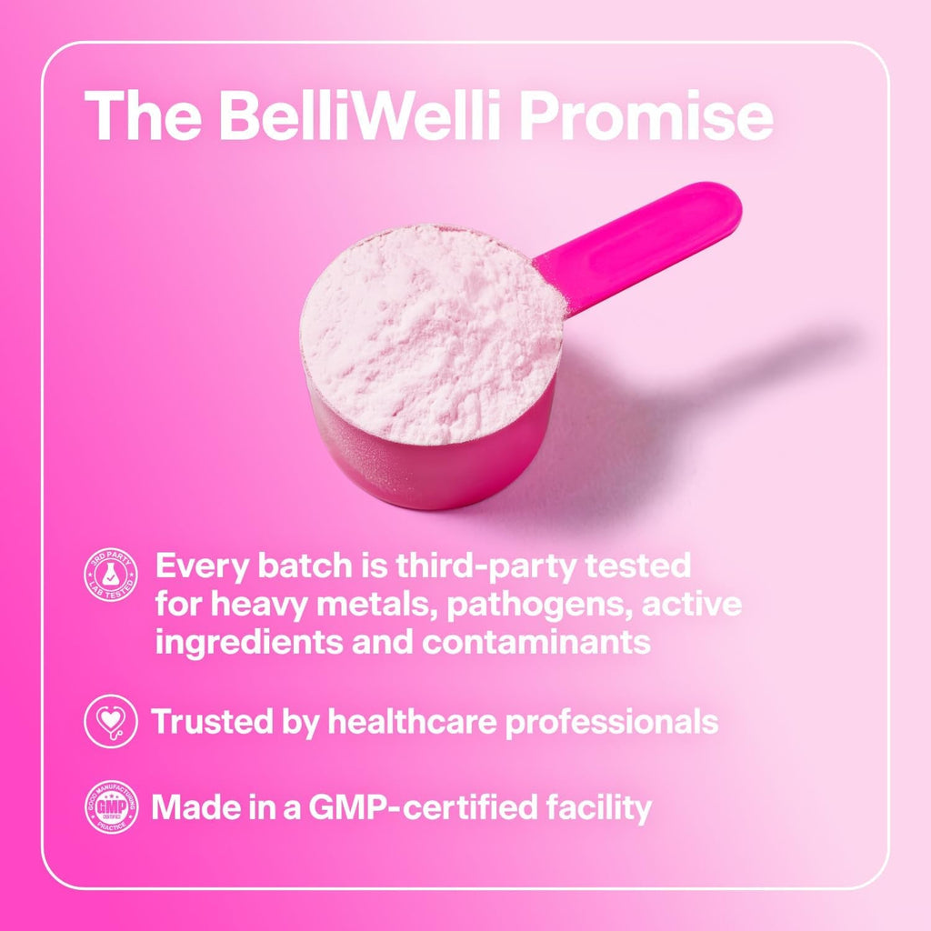 Belliwelli Fiber Supplement for Women & Men – Premium Daily Fiber Powder from Organic Acacia with Added Collagen, Electrolytes & Probiotics – No Bloat, Constipation & Gut Health Support (Peach Mango)
