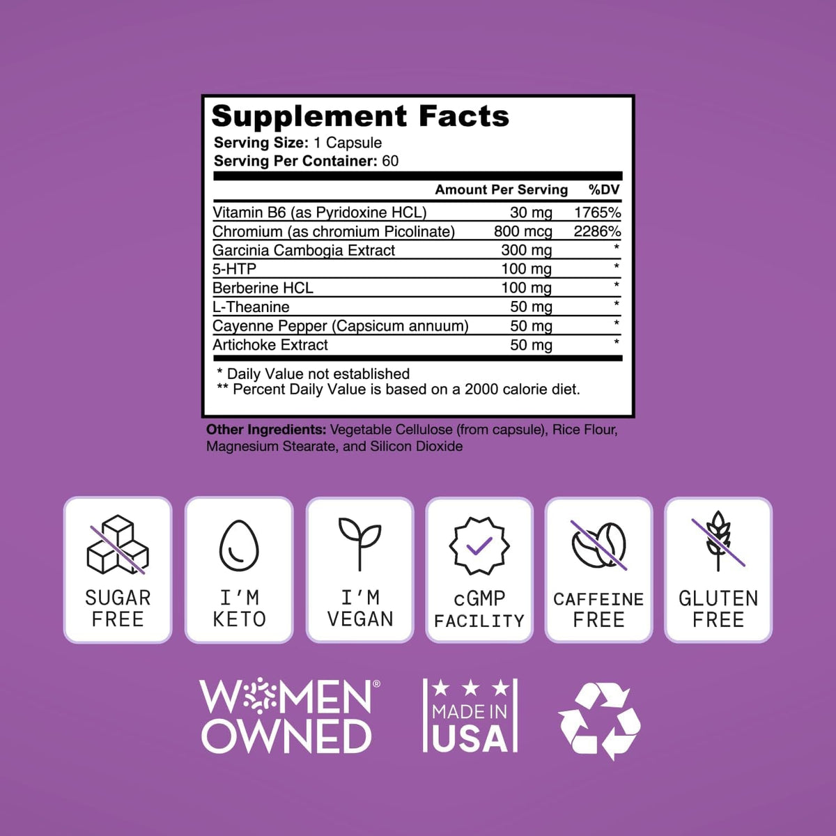 SELF NUTRITION Healthy Weight Loss Supplement for Women - Third-Party Tested - Appetite and Craving Control, Fat Burner, Weight Loss Supplement, Metabolism and Mood Booster - Made in USA, 60 Capsules