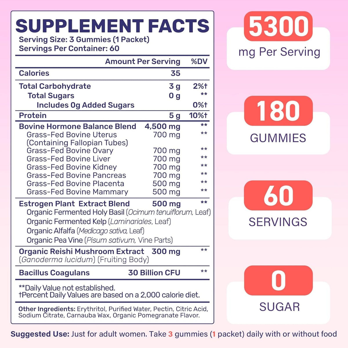 (180 Gummies) Beef Organ Supplement for Women - 5300Mg Beef Liver, Kidney, Uterus & 10 More, for Hormone Balance, Menstruation, Energy, Immunity, Gut & Skin Health - 100% Grass Fed & Pasture Raise