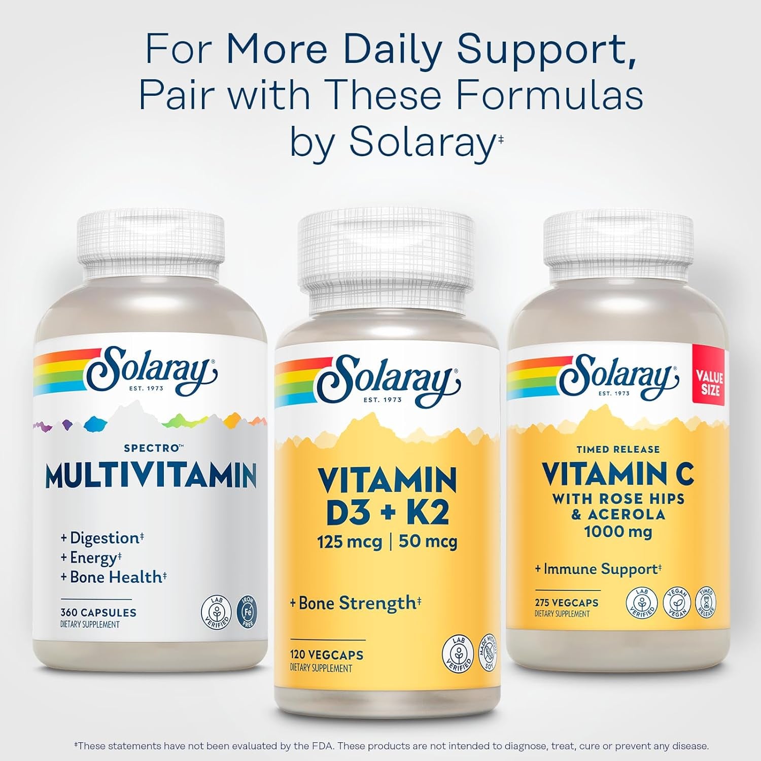 SOLARAY Spectro Multivitamin, Iron Free - Multi Vitamin W/Calcium, Magnesium, Energizing Greens, Digestive Enzymes - Digestion, Cellular Energy, Bone Health, Immune Support, 60 Servings, 360 Capsules
