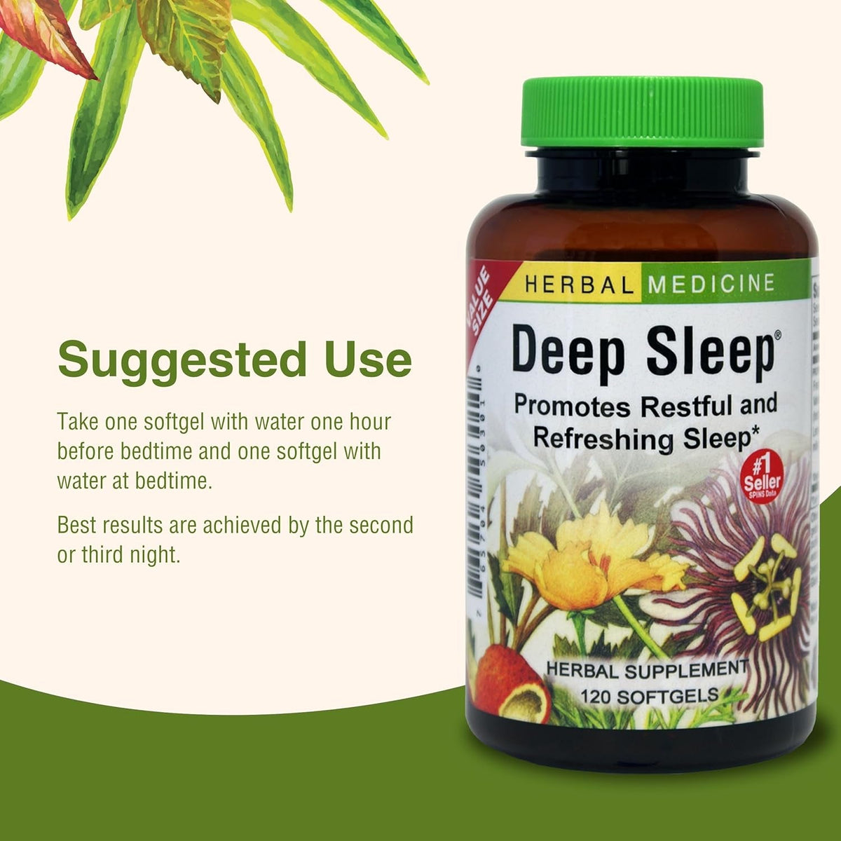 Herbs Etc. Deep Sleep Softgels - Holistic Rest Supplement for Restful Sleep - Chamomile, Lemon Balm Extract & Passionflower - Melatonin-Free, Gluten-Free - 120 Count (120 Servings)