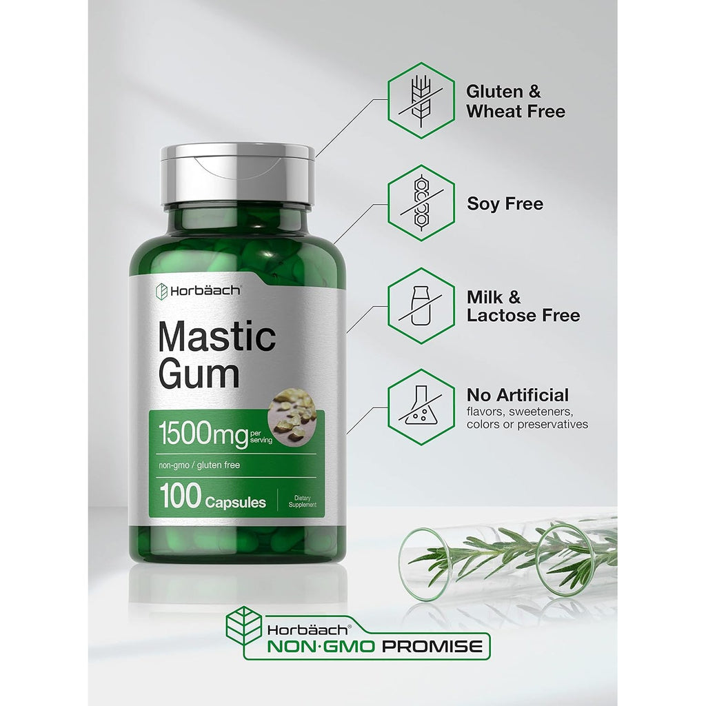 Horbäach Mastic Gum | 1500Mg | 100 Capsules | Non-Gmo & Gluten Free Supplement