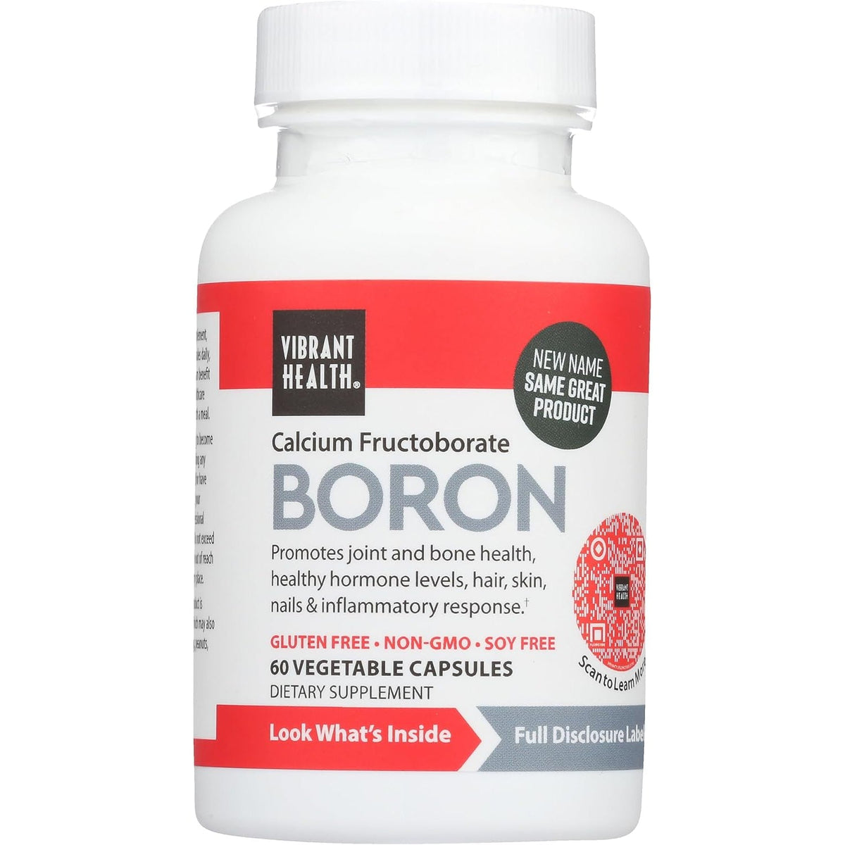 Vibrant Health - Super Natural Boron, Support for Healthy Joints, Hormone Levels, and Connective Tissue with Calcium Fructoborate and Broccoli Powder, Gluten Free, Vegetarian, Non-Gmo, 60 Count
