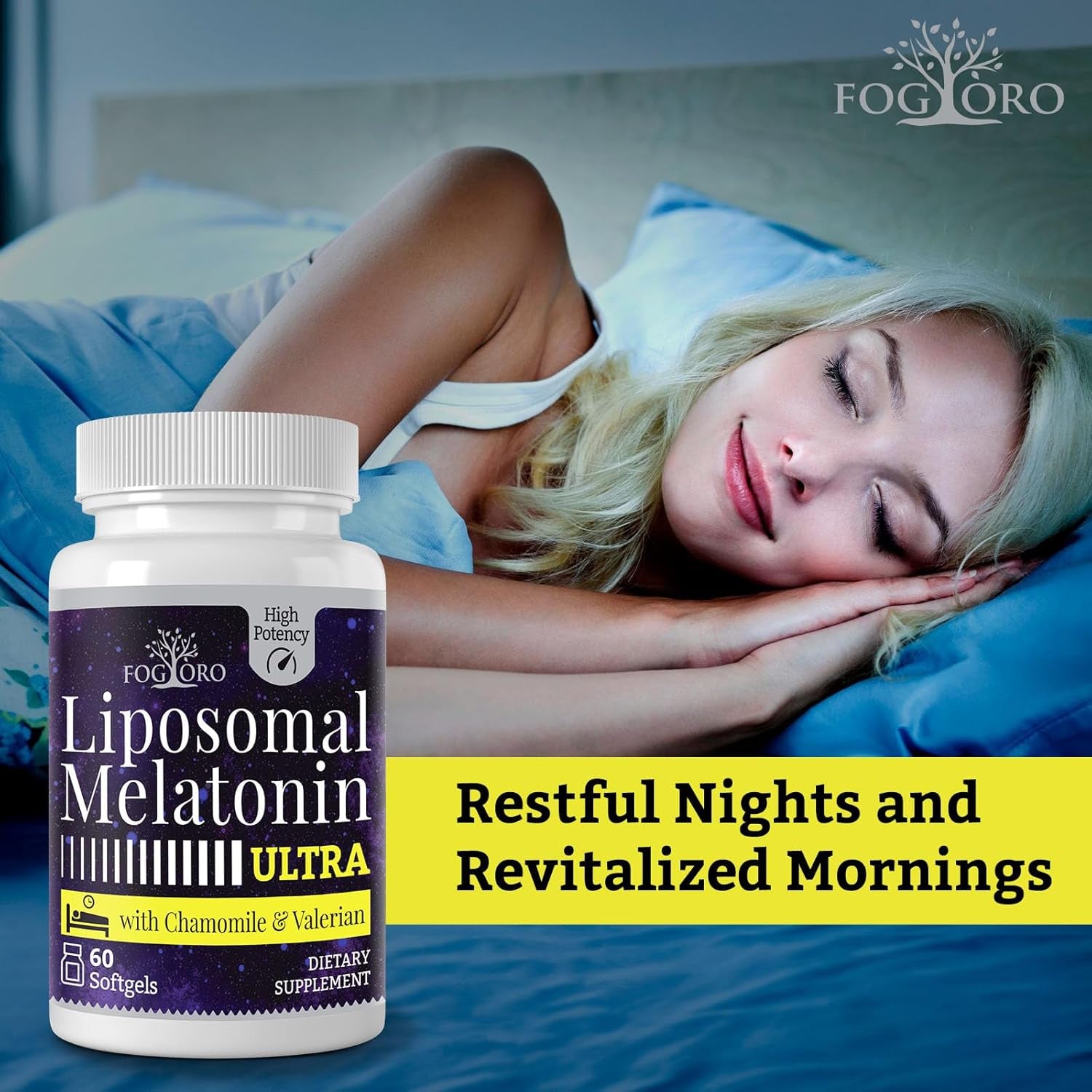Fogoro Melatonin 60Mg-Fall Asleep Faster, Stay Asleep Longer,High Dose, 60 Count(Pack of 2)