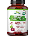 Zazzee USDA Organic Tart Cherry 10:1 Extract, 120 Vegan Capsules, 4 Month Supply, Montmorency Cherry, Daily Wellness Antioxidant Support, Organic Herbal Supplement, All-Natural, Non-Gmo, Made in USA