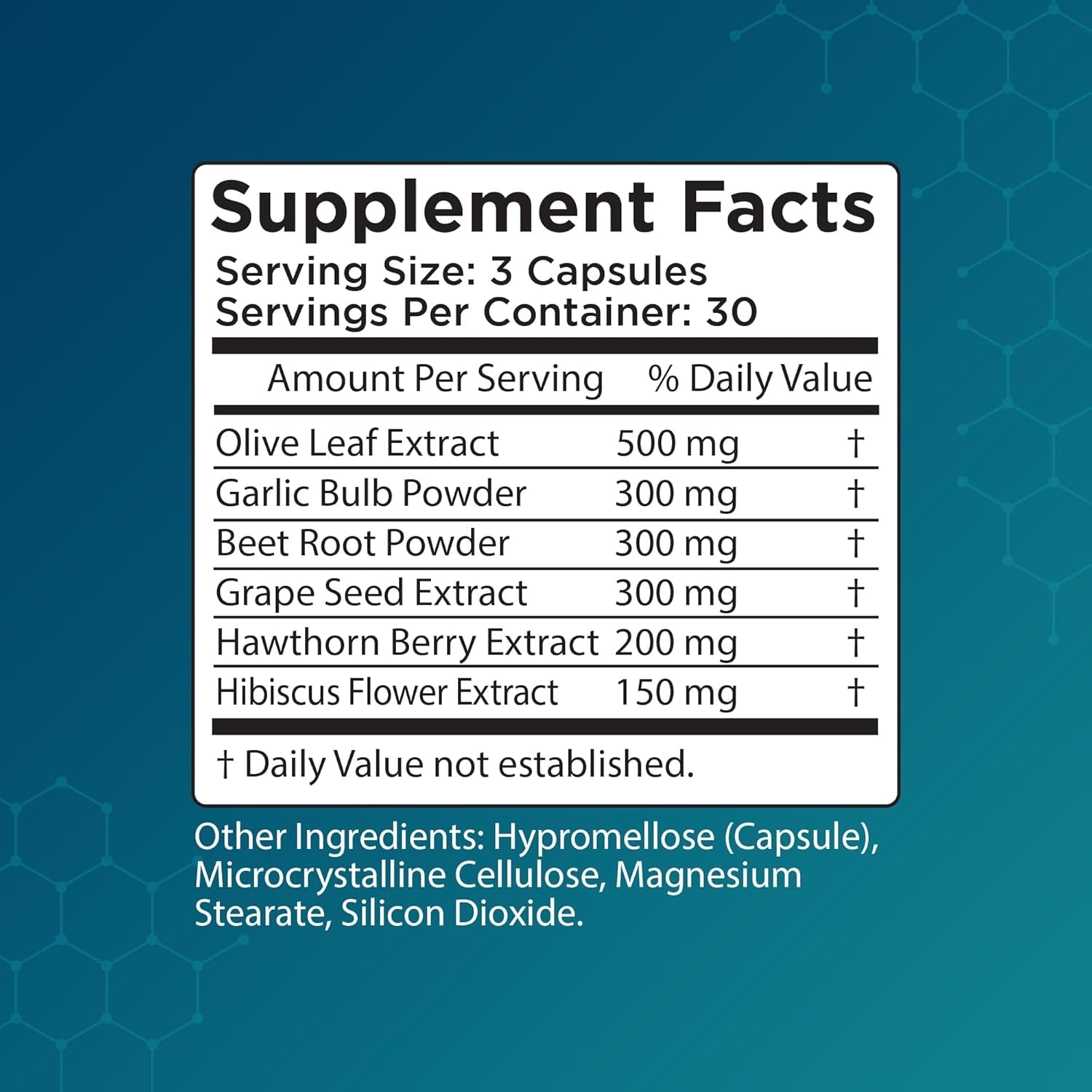 Blood Pressure Support - Vitamin Supplement for Healthy Heart & Blood Circulation - Beet Root, Hawthorn Berry, Garlic, Hibiscus, Olive Leaf & Grape Seed Extract - 90 Capsules