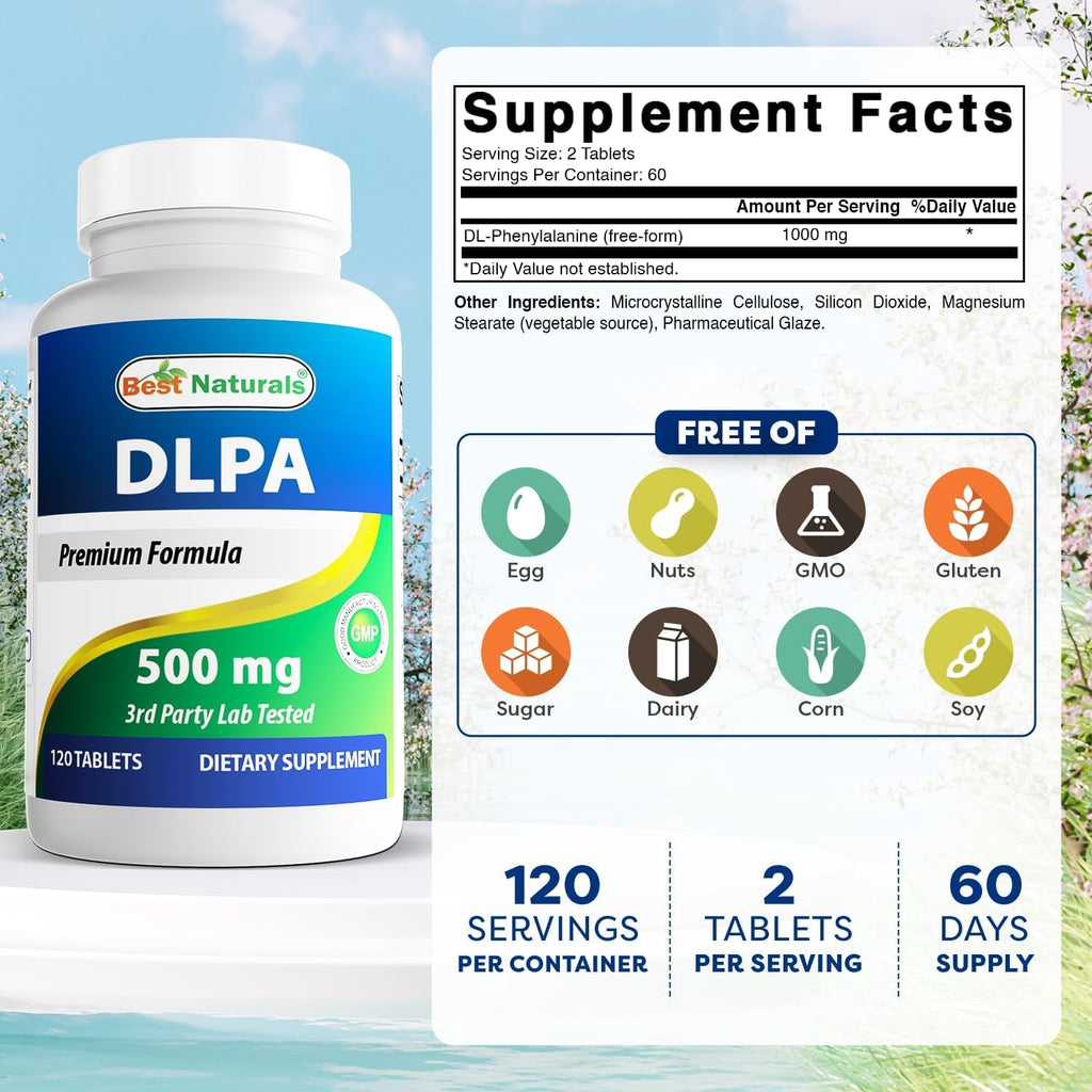 Best Naturals DLPA 500 Mg 120 Tablets