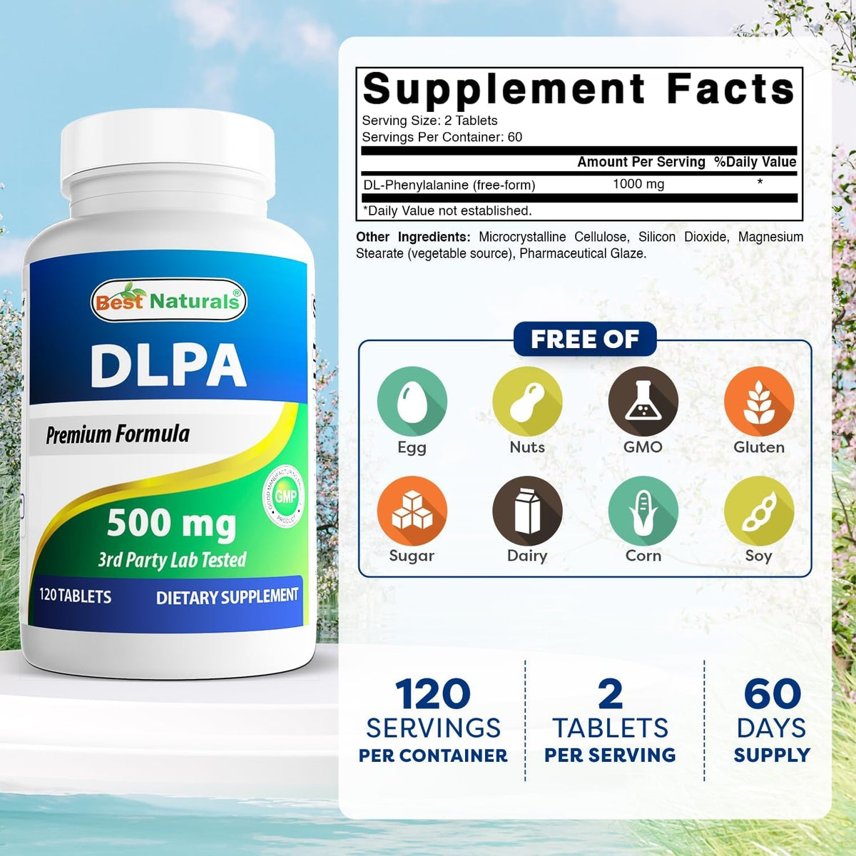 Best Naturals DLPA 500 Mg 120 Tablets