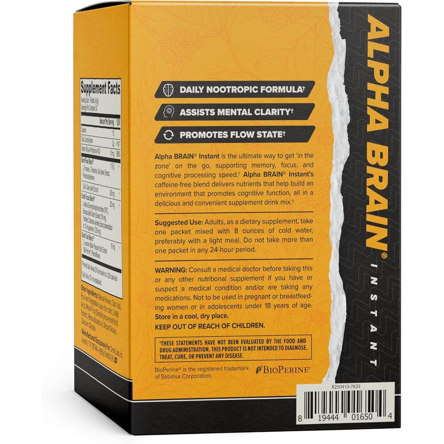 ONNIT Alpha Brain Instant Cognitive Support Drink Mix, Blackberry Lemonade Flavor, Nootropic Supplement for Focus, Memory, and Clarity, 0.13 Oz Packets, 30 Count