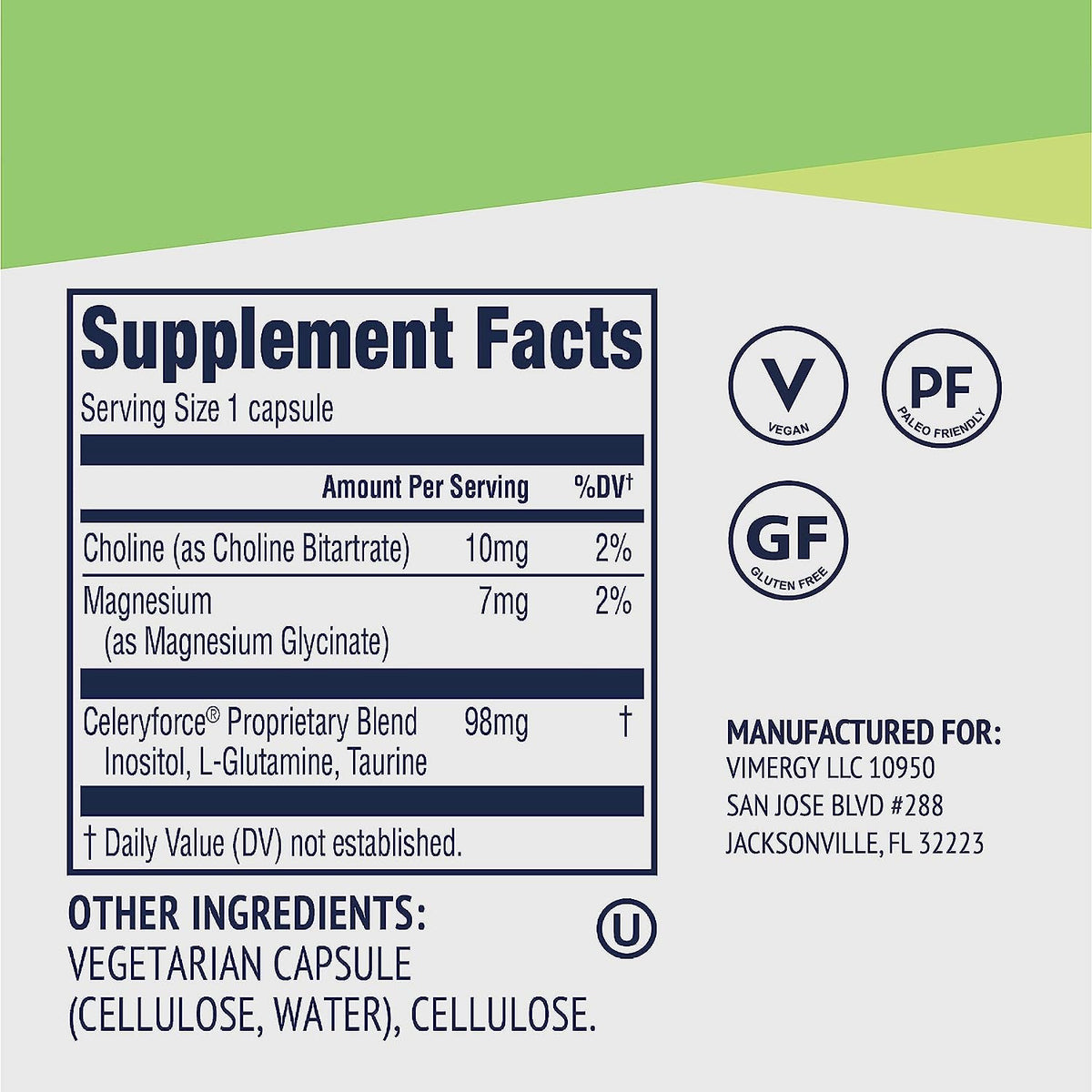 Vimergy Celeryforce – Nutrients and Amino Acids – Supports Your Wellness Routine* – Kosher, Vegan & Gluten-Free – 60 Capsules