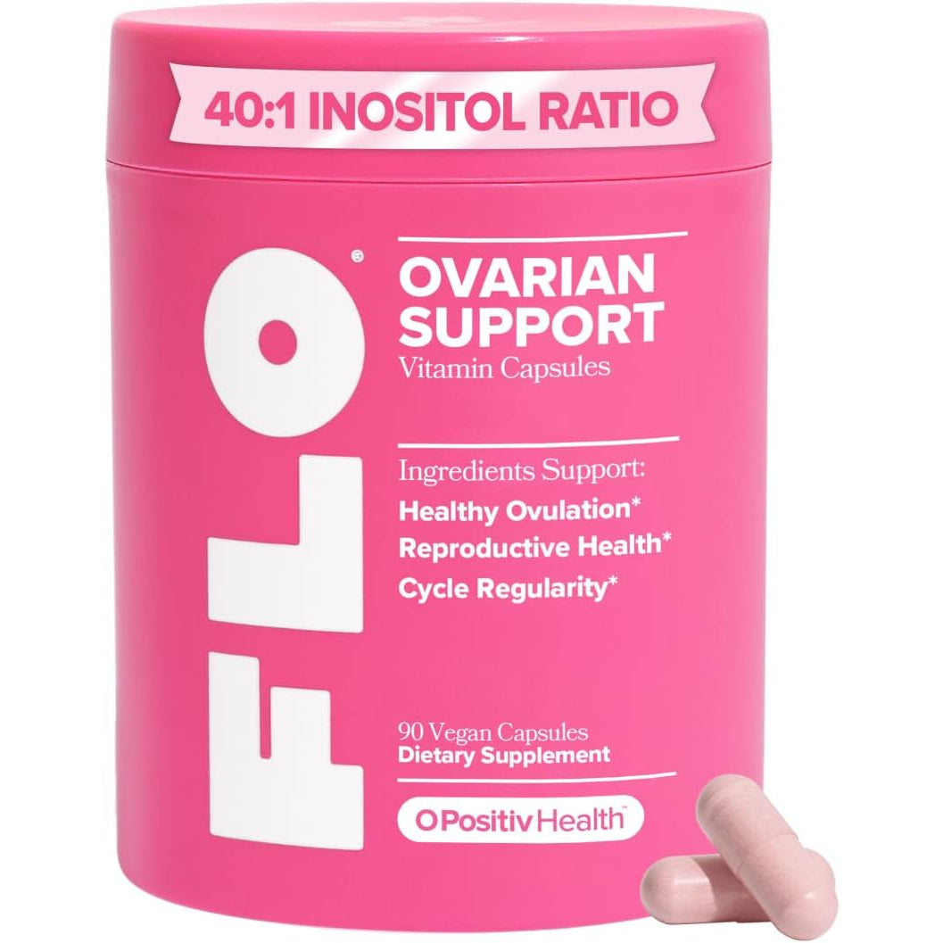 O Positiv FLO Ovarian Health Support - Hormone Balance for Women, Supplement with DIM, Myo & D-Chiro Inositol, Folic Acid - Supports Healthy Ovulation, Cycle Regularity - 30 Servings