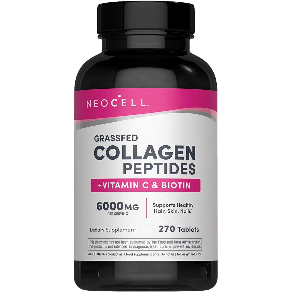 Neocell Collagen Peptides Pills | 270 Caplets | with Vitamin C and Biotin | Grass Fed Bovine | Hair, Skin, & Nails | for Women and Men