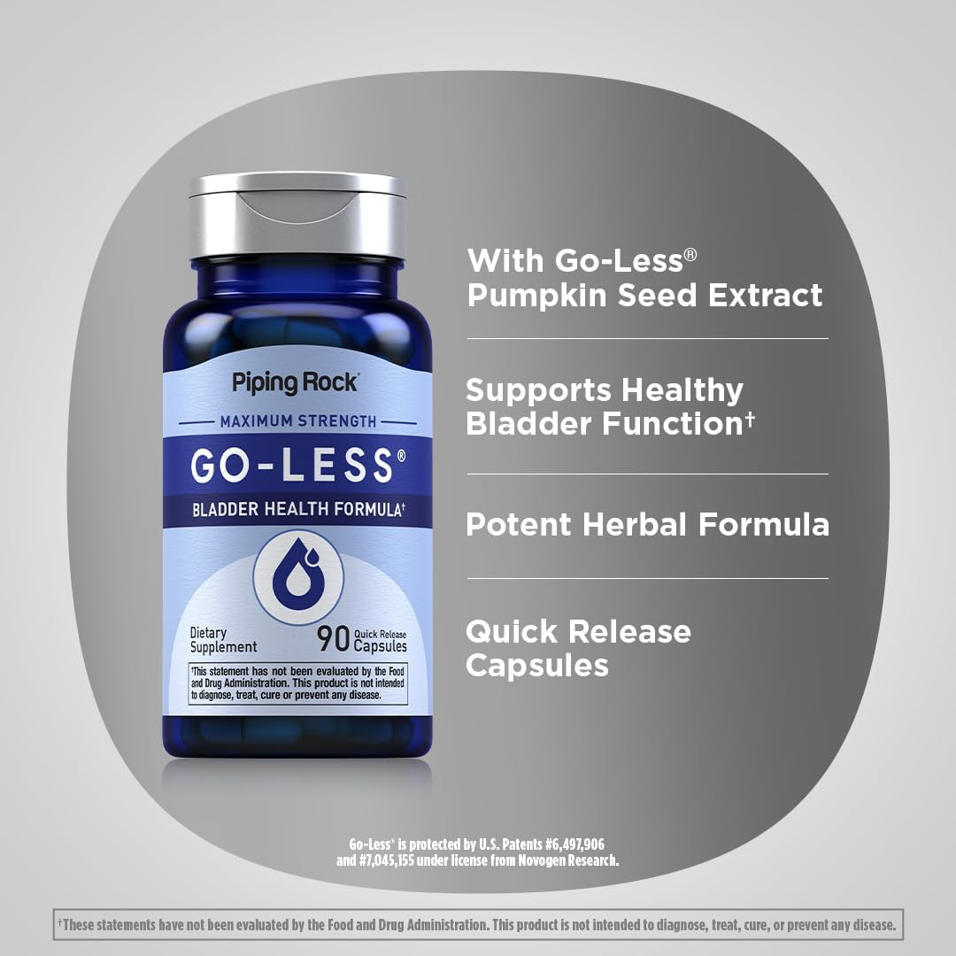Piping Rock Bladder Control Pills for Women and Men | 90 Capsules | Maximum Strength Formula | Pumpkin Seed Extract | Non-Gmo, Gluten Free Supplement
