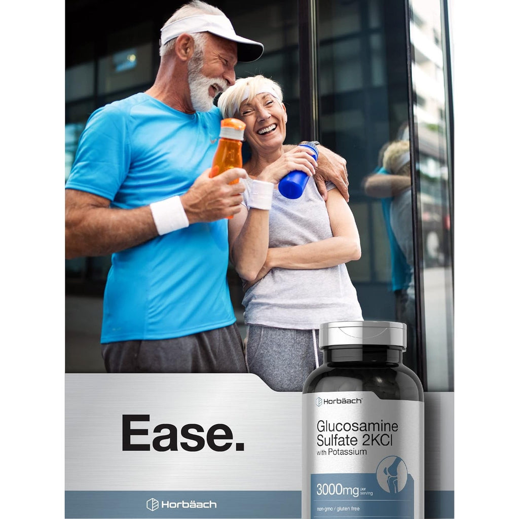 Horbäach Glucosamine Sulfate 2KCI with Potassium | 3000Mg | 240 Capsules | Non-Gmo and Gluten Free Supplement
